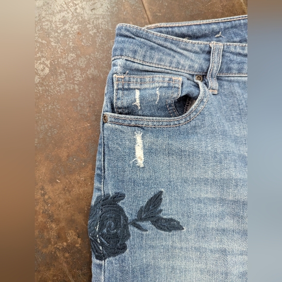 Harper Heritage Womens Blue Jeans Embroidered Floral High Rise Straight - Picture 4 of 10